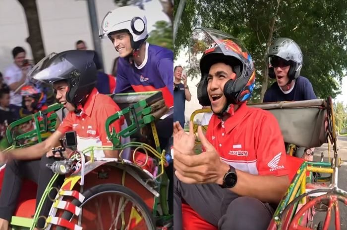 Polos Banget Pembalap MotoGP Honda Mau Launching Malah Disuruh Narik Becak